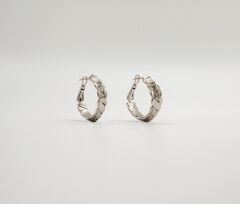 White Gold Plated Braid Hoop Küpe
