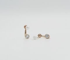 18K Rose Gold Plated Pearl Apollo Drop Küpe