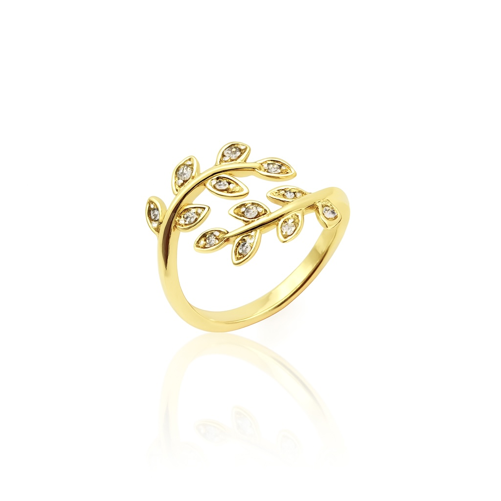 14K Gold Plated Ivy Leaf Yüzük