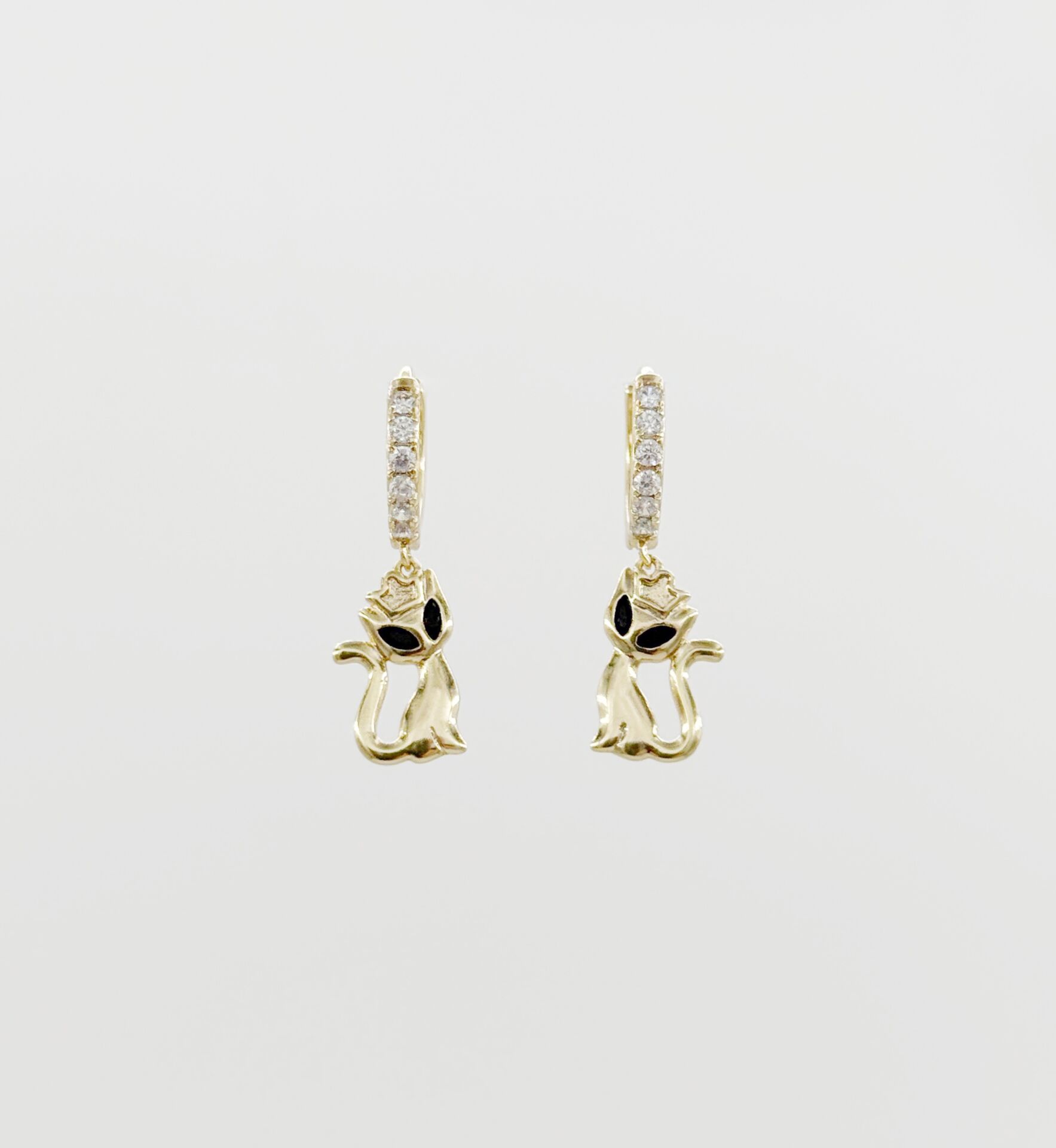 14K Gold Plated Cat Drop Küpe