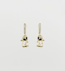 14K Gold Plated Cat Drop Küpe