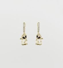 14K Gold Plated Cat Drop Küpe