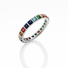 White Gold Plated Colorful Yüzük