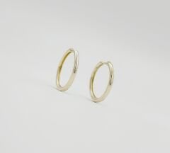 14K Gold Plated Sade Round Hoop Küpe