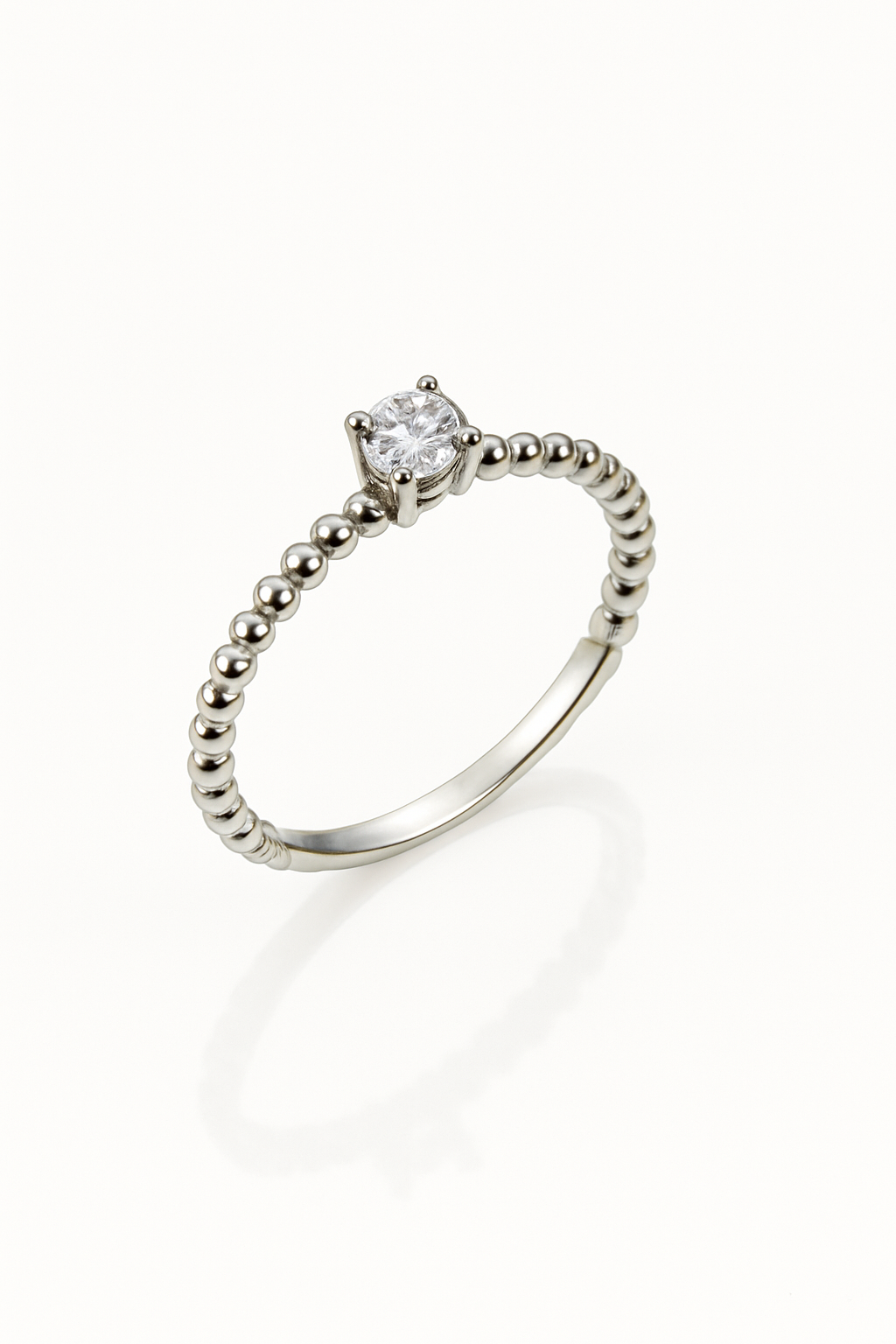 White Gold Plated Mini Taş Yüzük