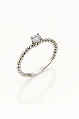 White Gold Plated Mini Taş Yüzük