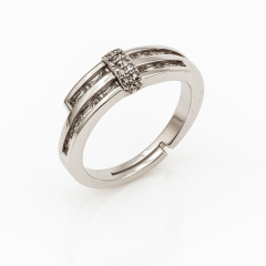 White Gold Plated Double Row Yüzük