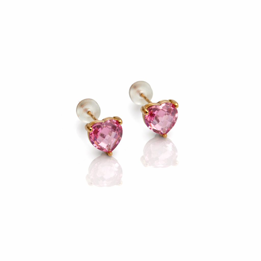 14K Gold Plated Pink Love Stud Küpe