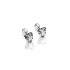 White Gold Plated Love Stud Küpe