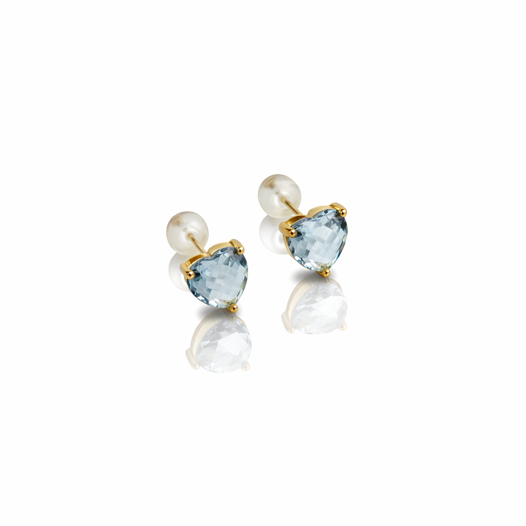 14K Gold Plated Blu Love Stud Küpe