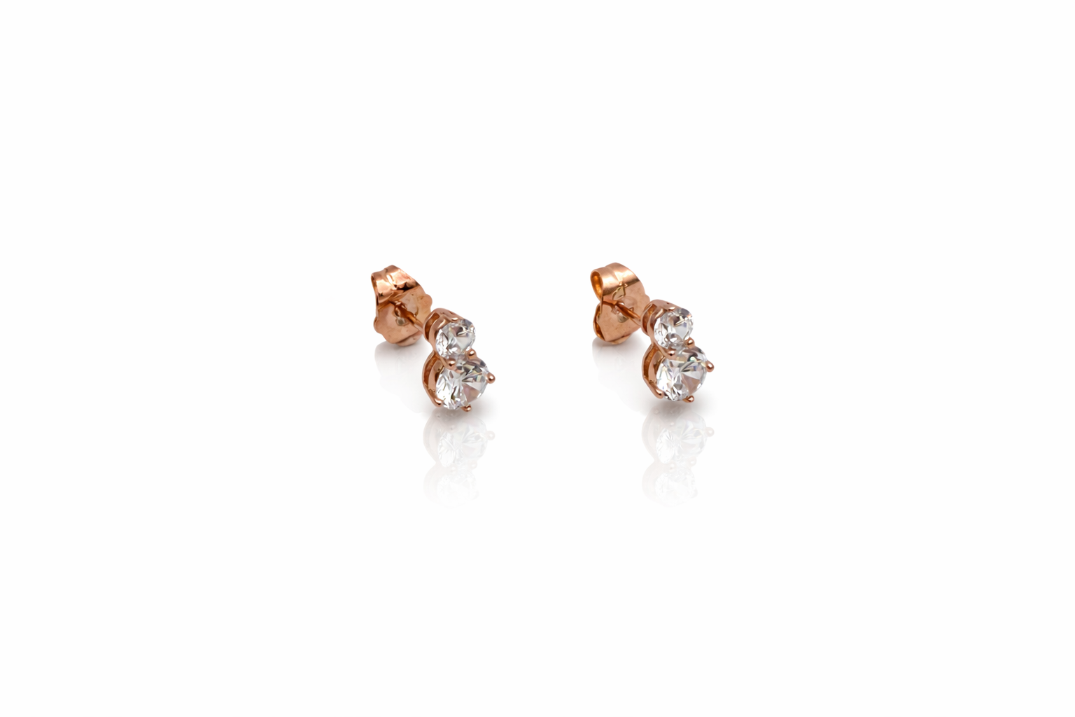 18K Rose Gold Plated Diastone Stud Küpe
