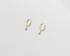 18K Rose Gold Plated Mini Ball Drop Küpe