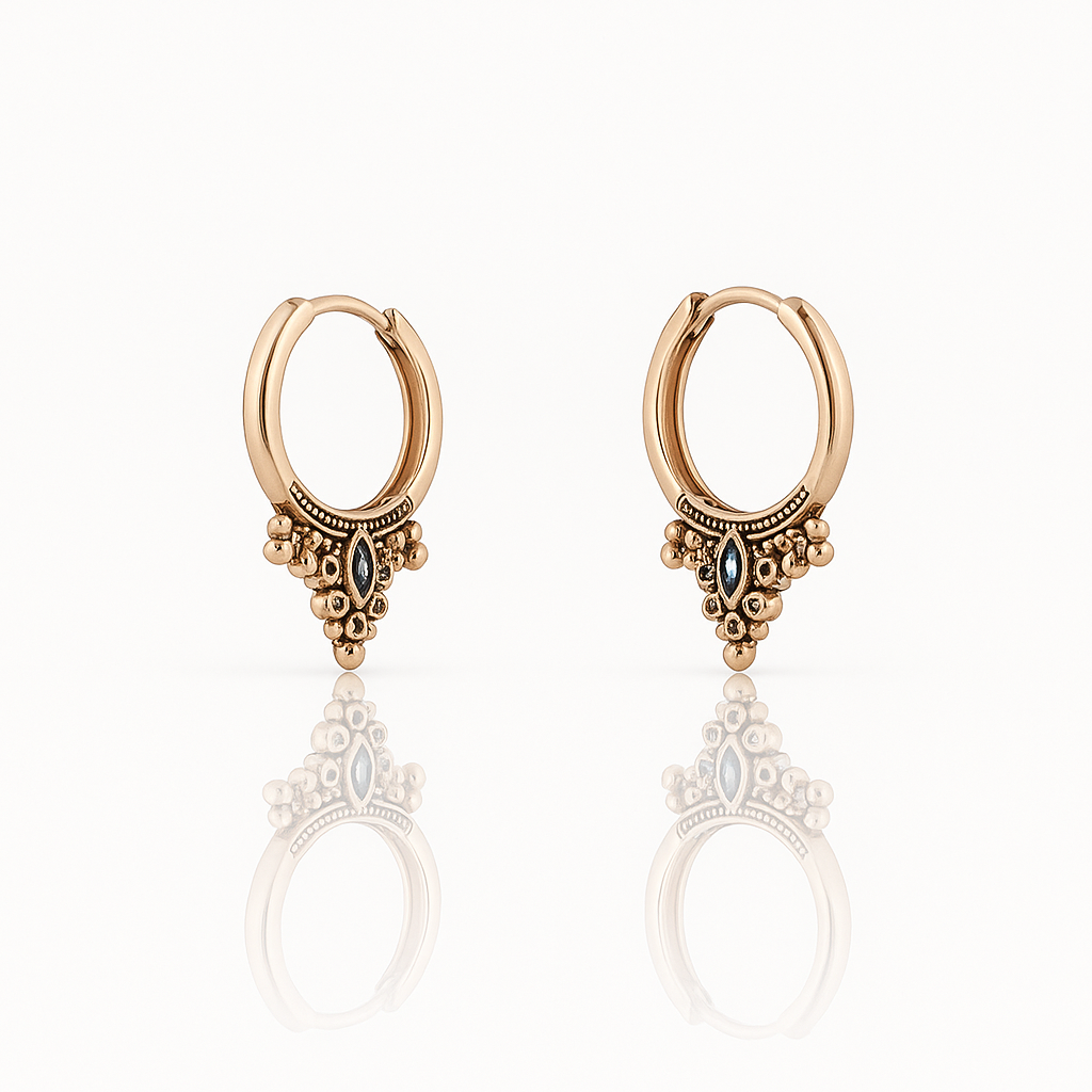 18K Rose Gold Plated Bohem Hoop Küpe