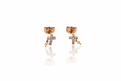 18K Rose Gold Plated Cross Stud Küpe