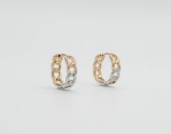 18K Rose Gold Plated Di Color Chain Hoop Küpe