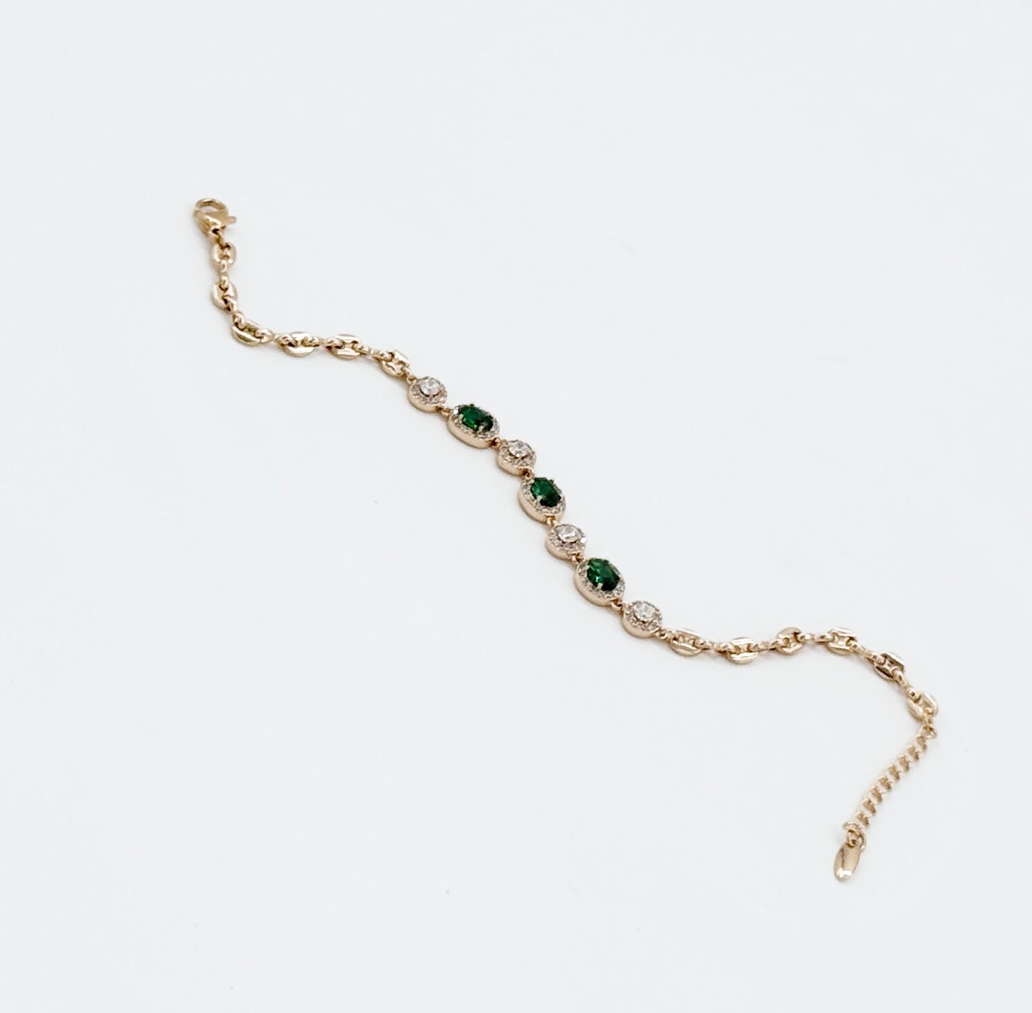 18K Rose Gold Plated Zümrüt Trapez Bileklik