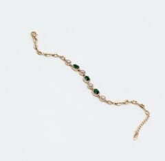 18K Rose Gold Plated Zümrüt Trapez Bileklik
