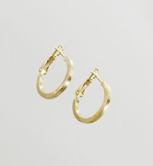 14K Gold Plated Mini İtalian Matte Hoop Küpe