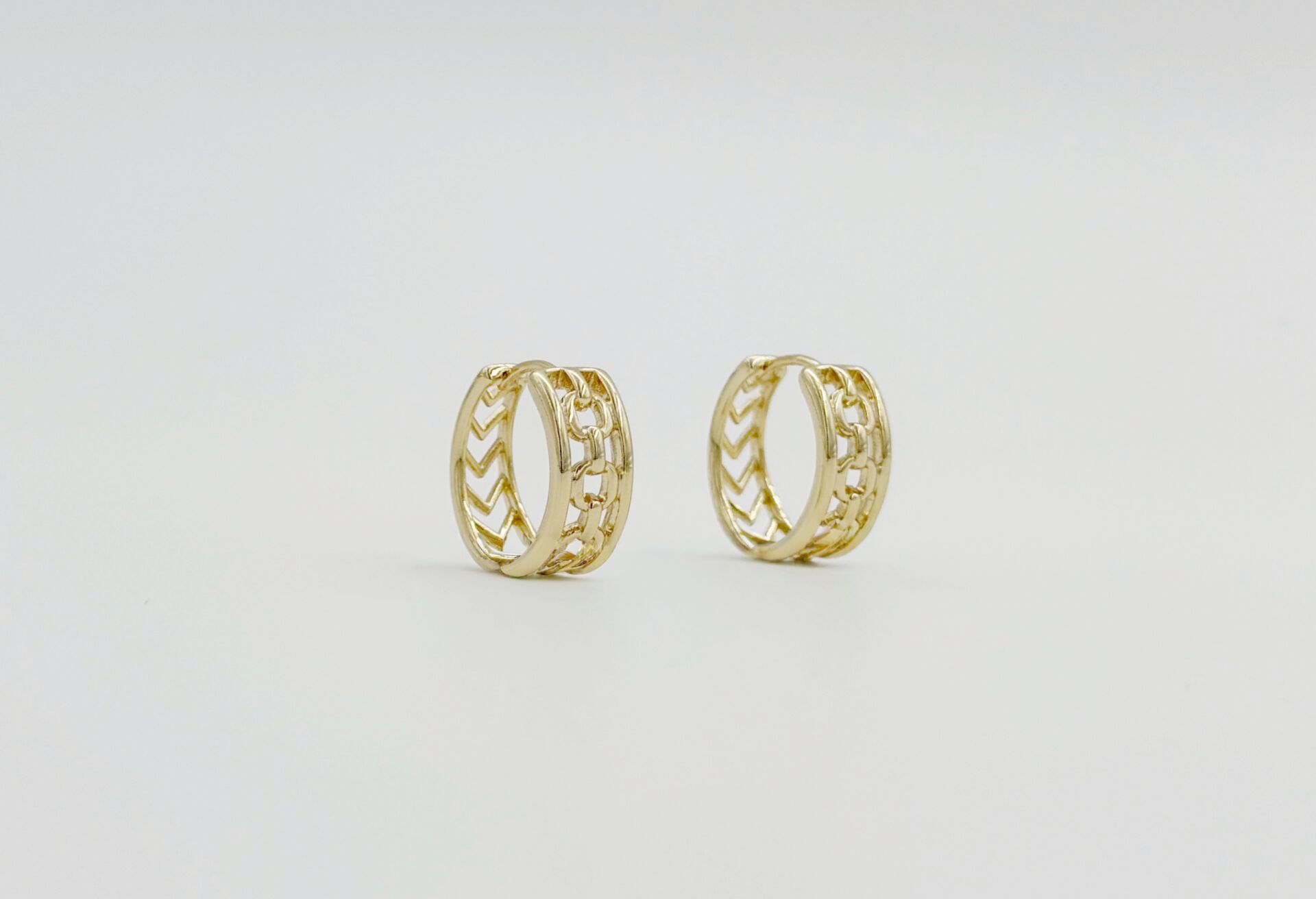 14K Gold Plated Vintage Chain Hoop Küpe