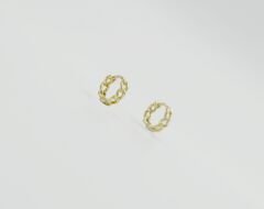 14K Gold Plated Mini Chain Hoop Küpe