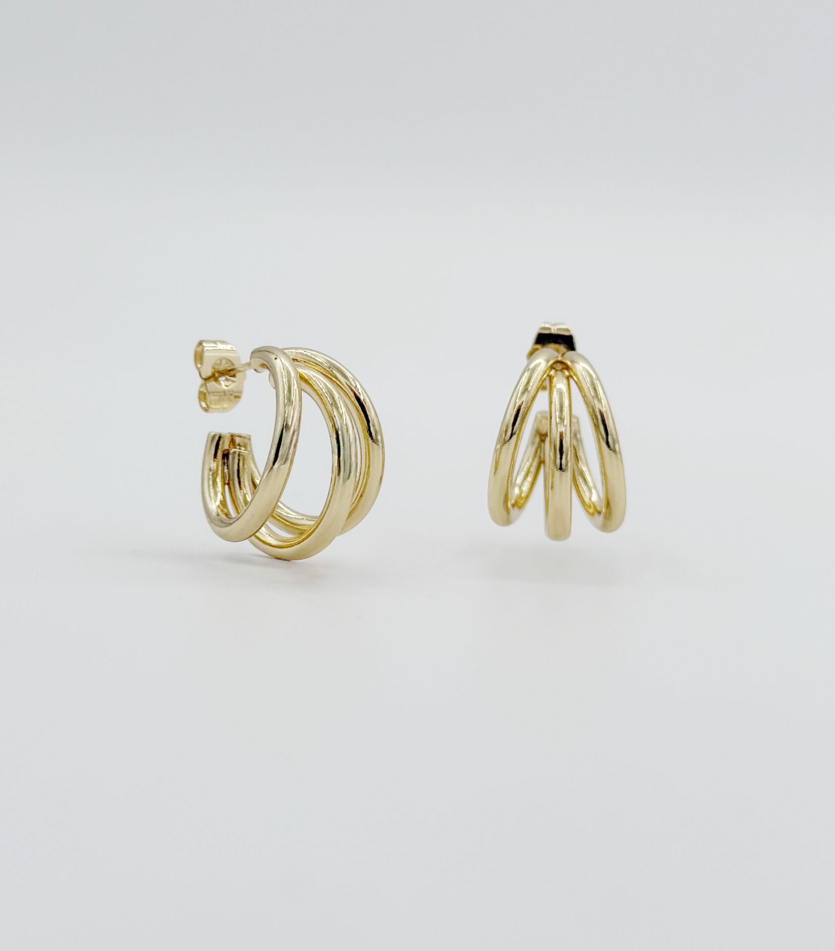 14K Gold Plated Tria Hoops Drop Küpe