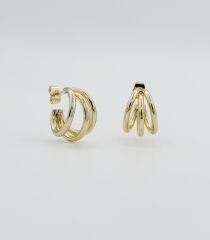 14K Gold Plated Tria Hoops Drop Küpe