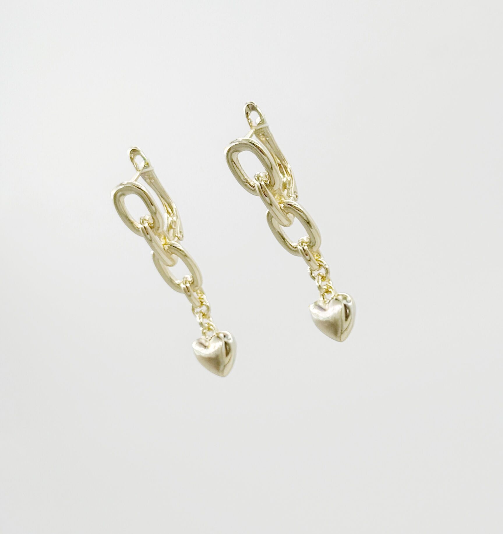 14K Gold Plated Love Chain Dangle Küpe