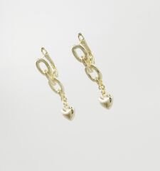 14K Gold Plated Love Chain Dangle Küpe