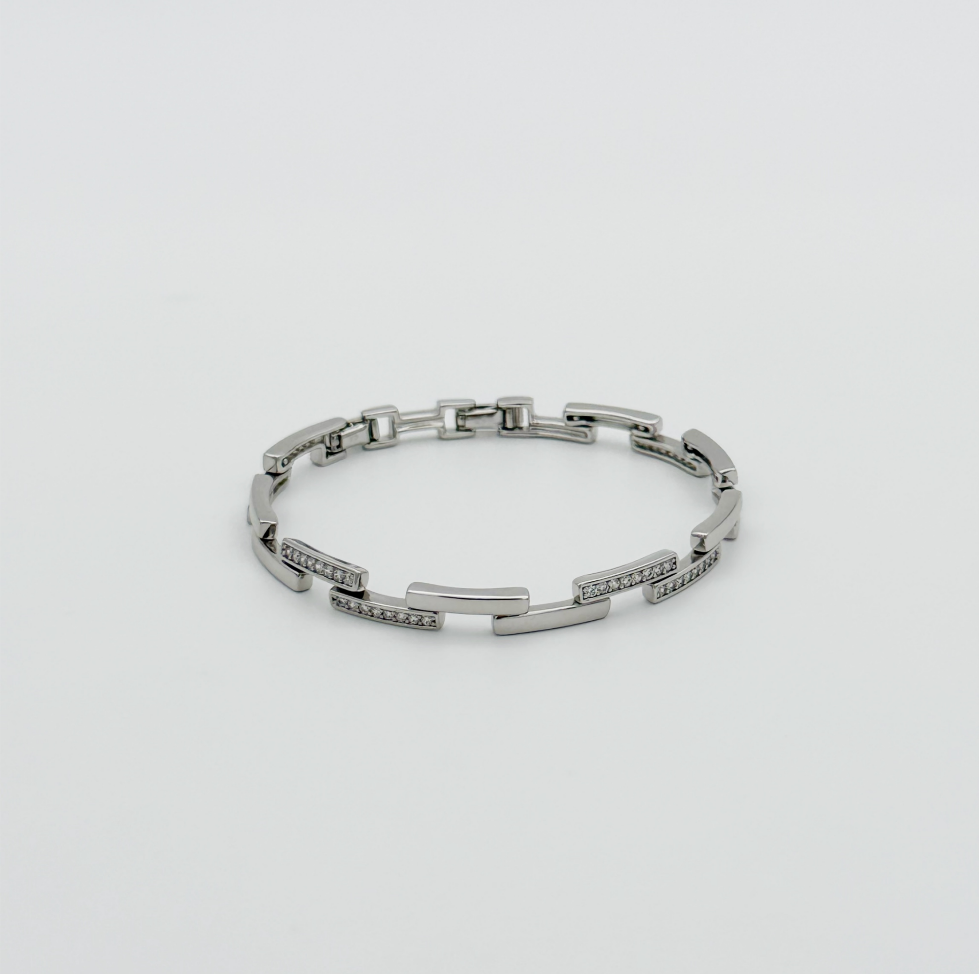 White Gold Plated Line Bileklik