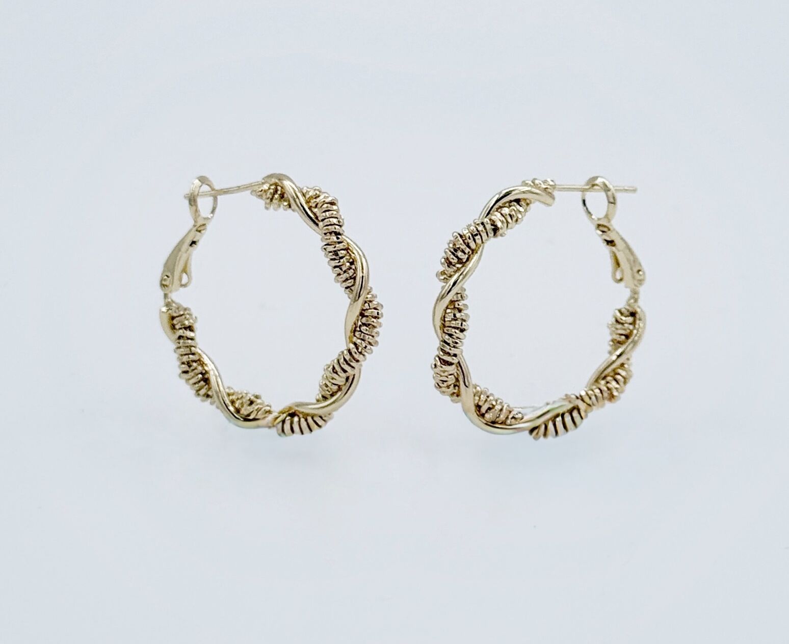 14K Gold Plated İtalian Rope Hoop Küpe