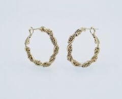 14K Gold Plated İtalian Rope Hoop Küpe