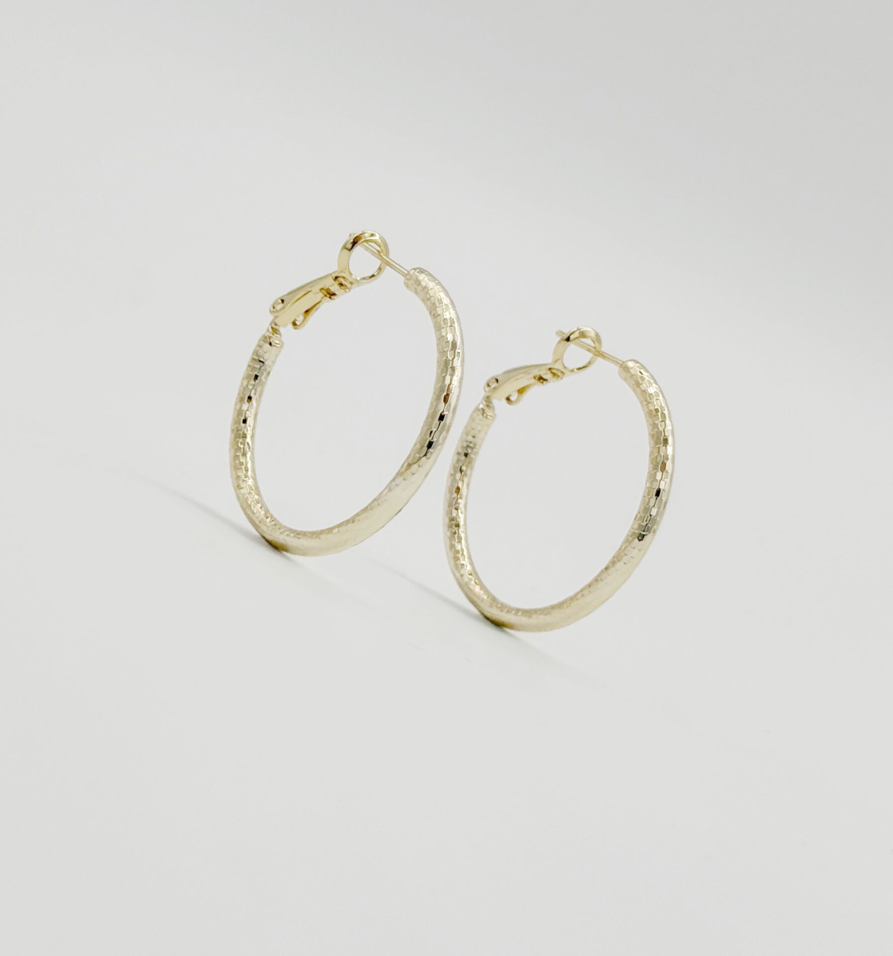 14K Gold Plated İtalian Brillant Hoop Küpe