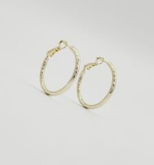 14K Gold Plated İtalian Brillant Hoop Küpe