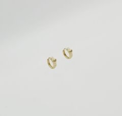 14K Gold Plated Mini Heart Hoop Küpe