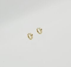 14K Gold Plated Mini Heart Hoop Küpe