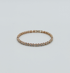 18K Rose Gold Plated Yuvarlak Kesim Su Yolu Bileklik