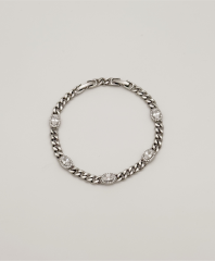 White Gold Plated Pente Petra Bileklik