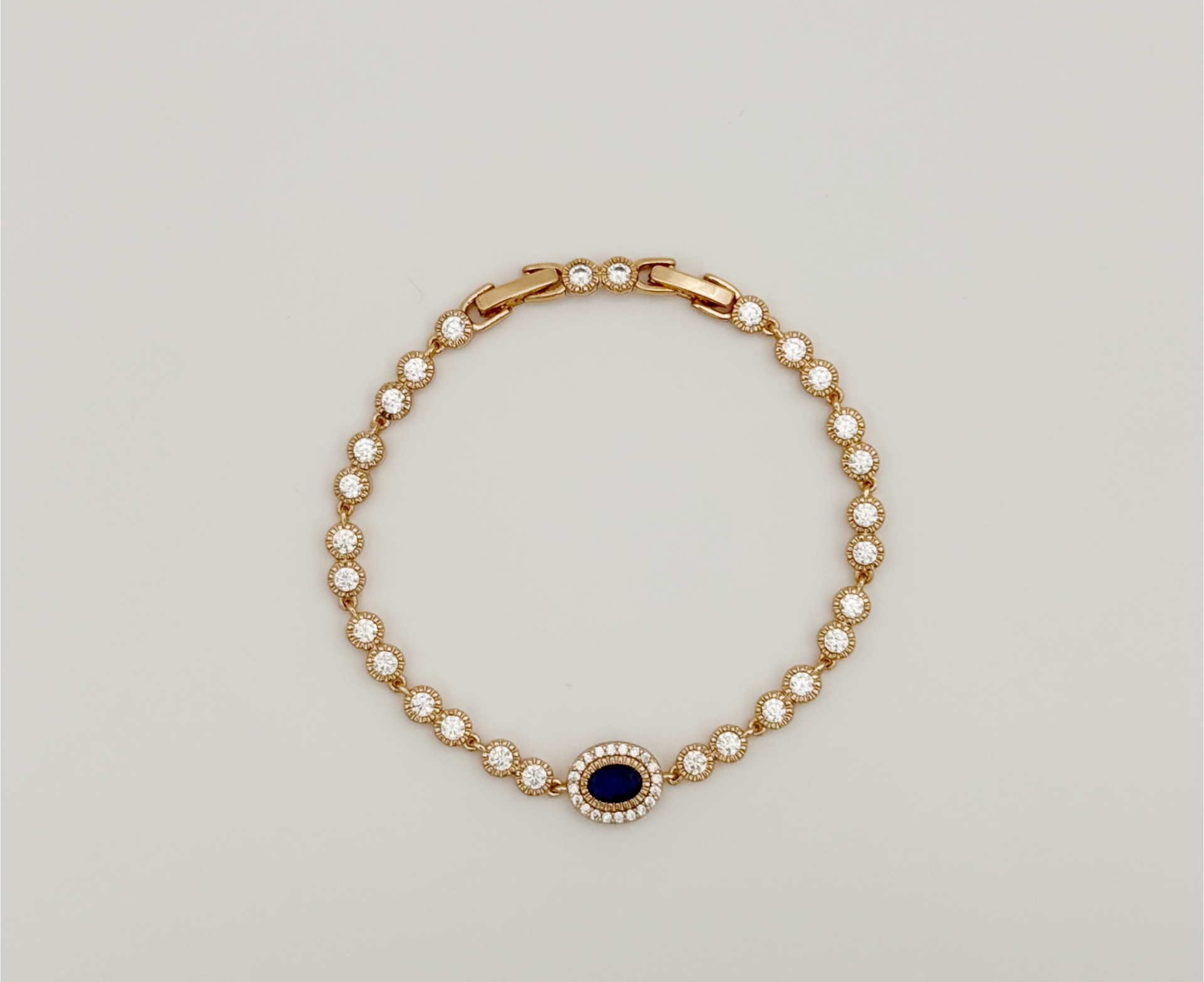 18K Rose Gold Oval Navy Bileklik
