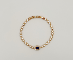 18K Rose Gold Oval Navy Bileklik