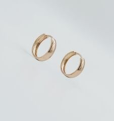 18K Rose Gold Plated Epais Hoop Küpe