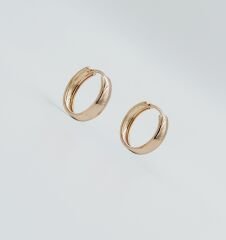 18K Rose Gold Plated Epais Hoop Küpe