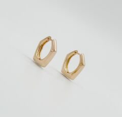 18K Rose Gold Plated Penta Orta Hoop Küpe