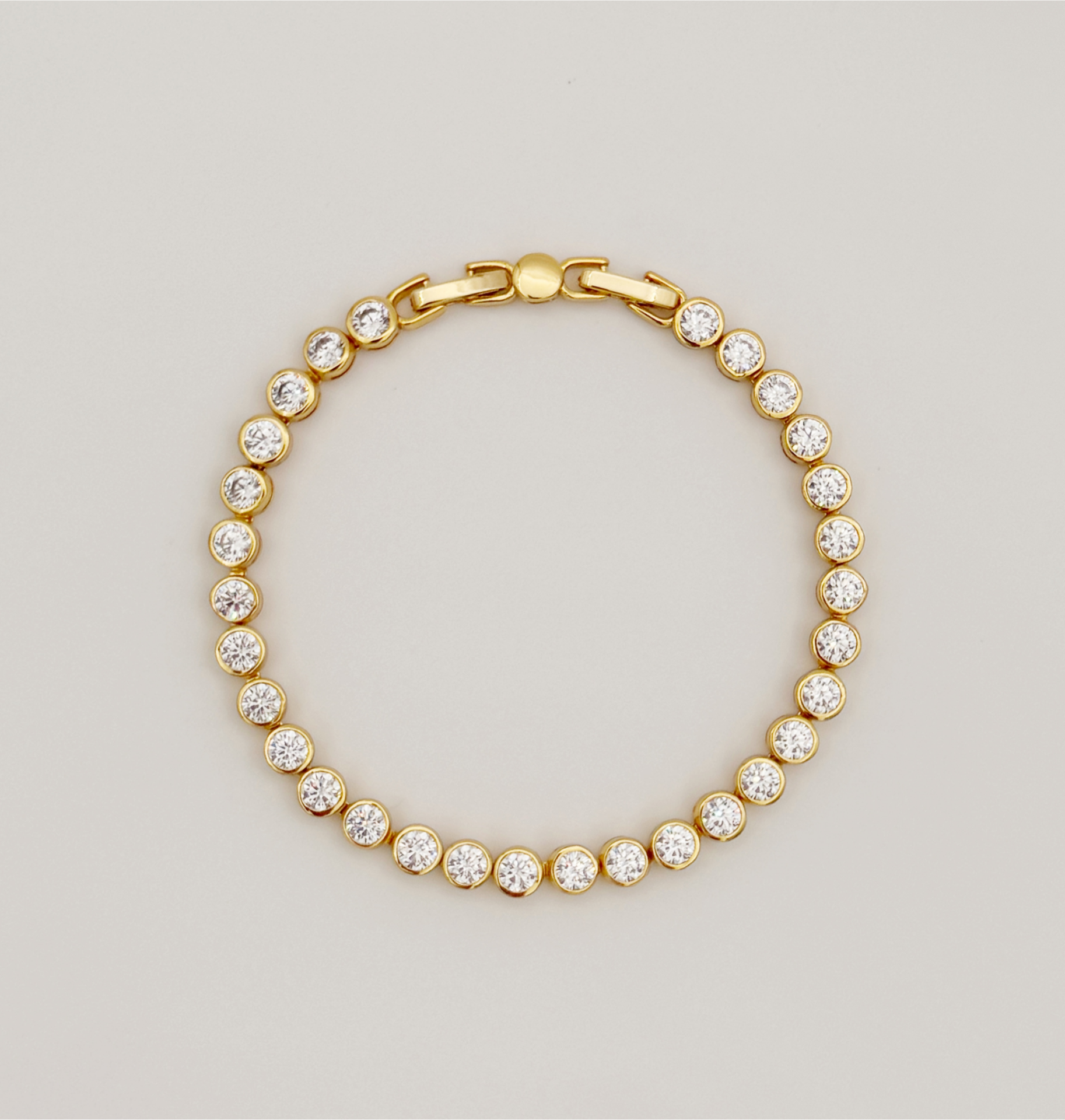 22K Gold Plated Yuvarlak Kesim Su Yolu Bileklik