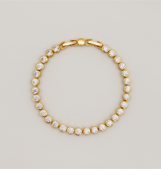 22K Gold Plated Yuvarlak Kesim Su Yolu Bileklik