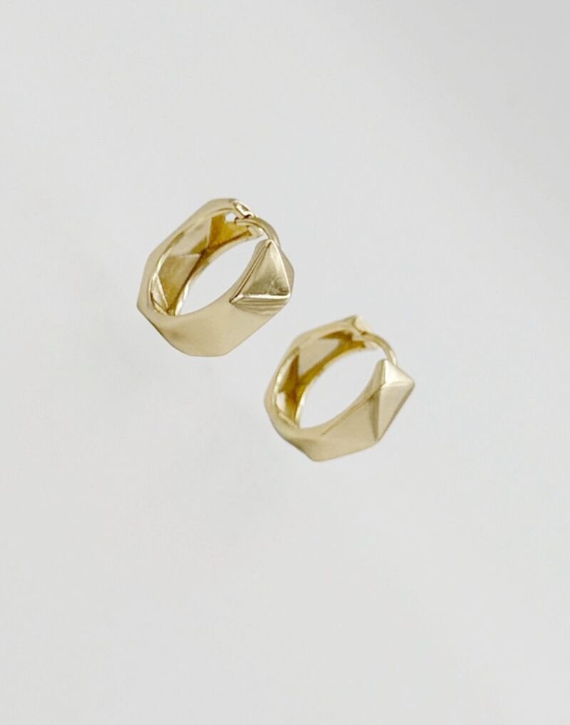 14K Gold Plated Pointu Hoop Küpe