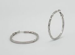 White Gold Plated Twist Blended Hoop Küpe