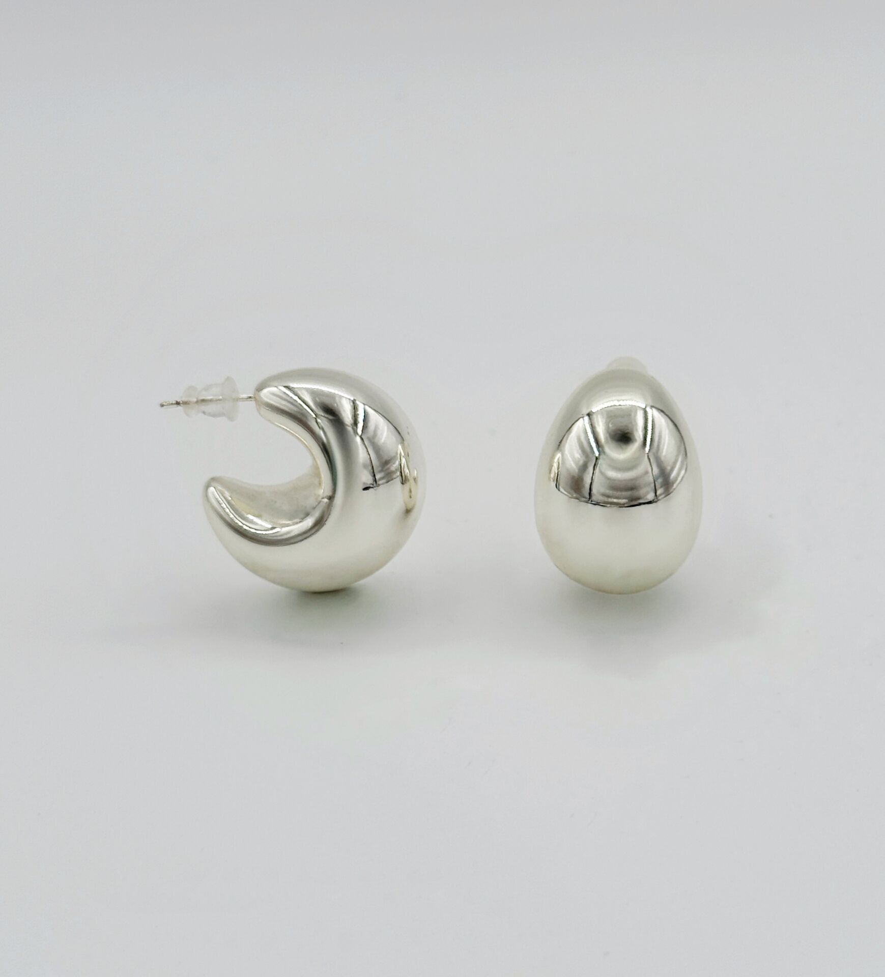 White Gold Plated Thick Bubble Hoop Küpe