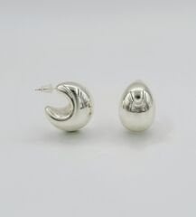 White Gold Plated Thick Bubble Hoop Küpe