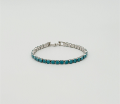 White Gold Plated Mavi Taşlı Su Yolu Bileklik