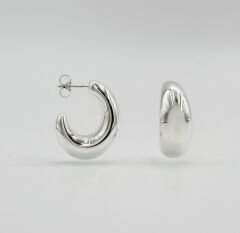 White Gold Plated Thin Bubble Hoop Küpe